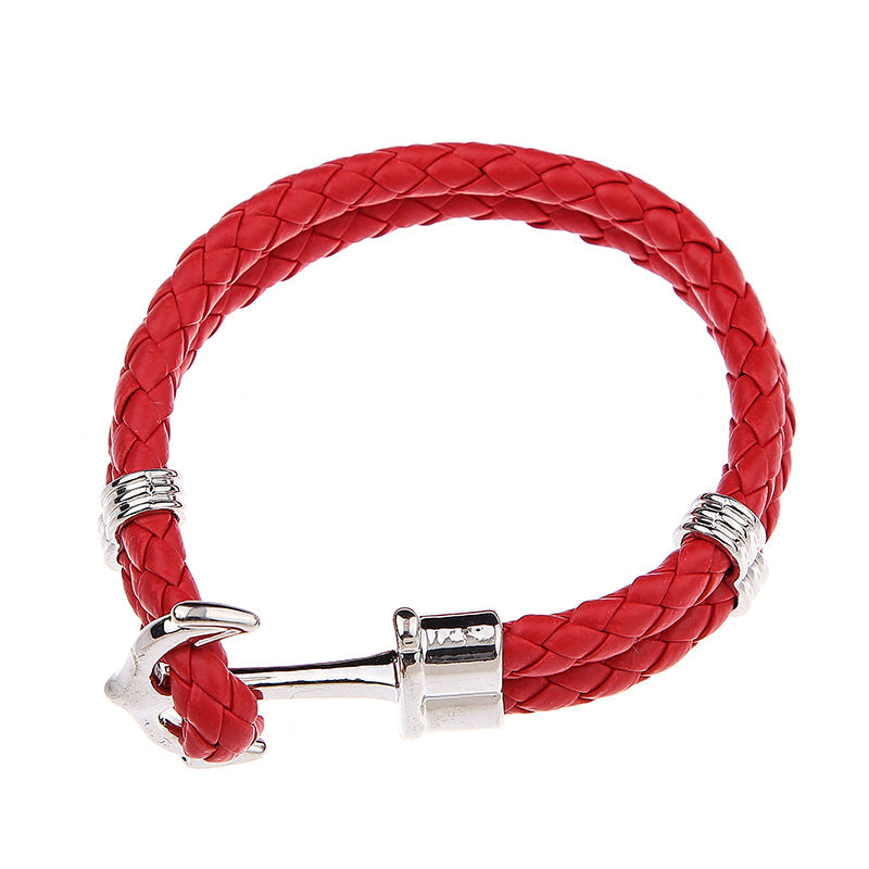 Men's Anchor Leather Rope Bracelet Couple Bracelet