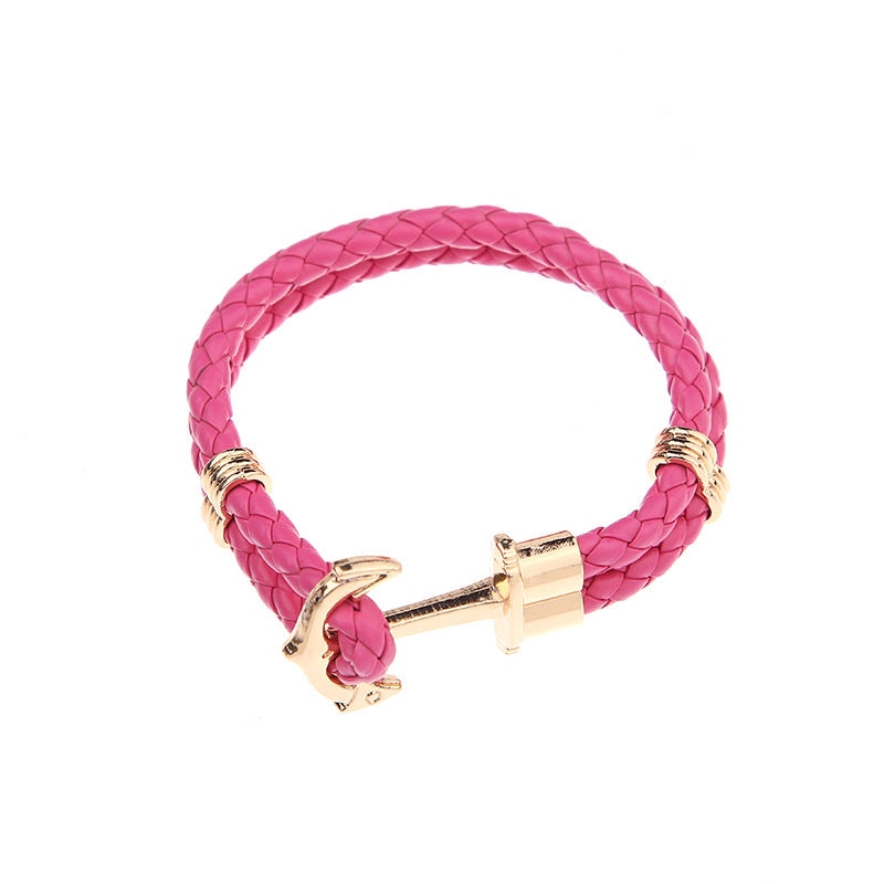 Men's Anchor Leather Rope Bracelet Couple Bracelet