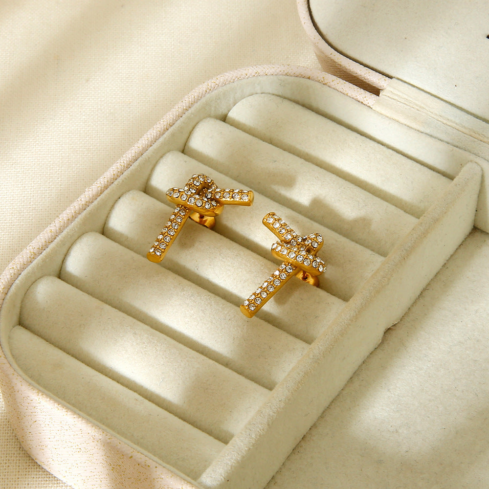 European And American Entry Lux High-grade Refined Rhinestone Ear Studs