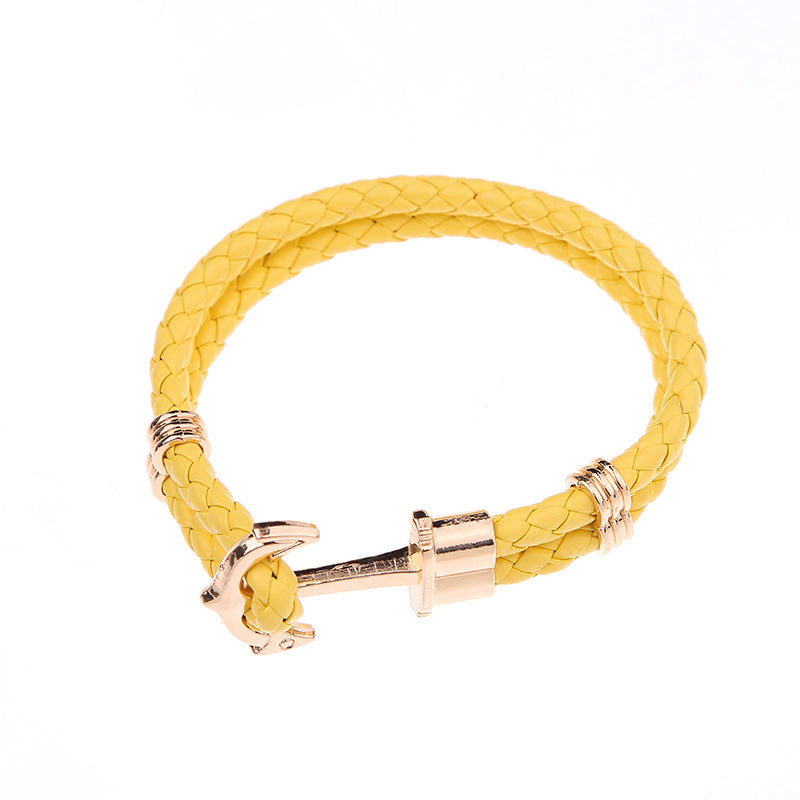 Men's Anchor Leather Rope Bracelet Couple Bracelet