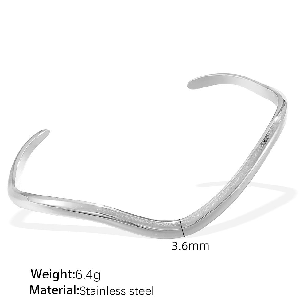 Minimalist Open-end Gold Ripple Line Bracelet