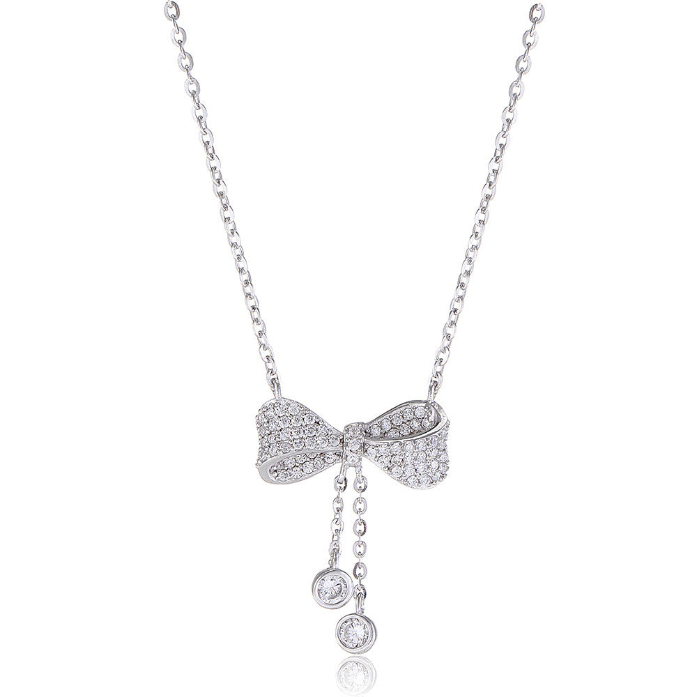 S925 Sterling Silver Bow Light Luxury Clavicle Chain