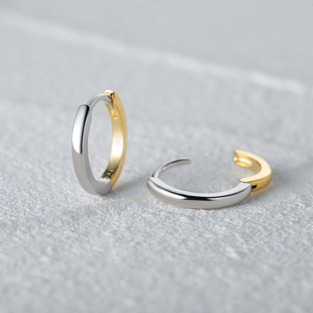 S925 Sterling Silver Color Matching Round U-shaped Earrings
