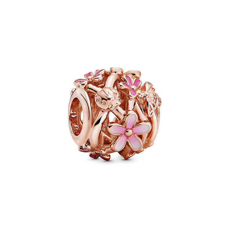 Garden Series Rose Gold Daisy Glass Beads