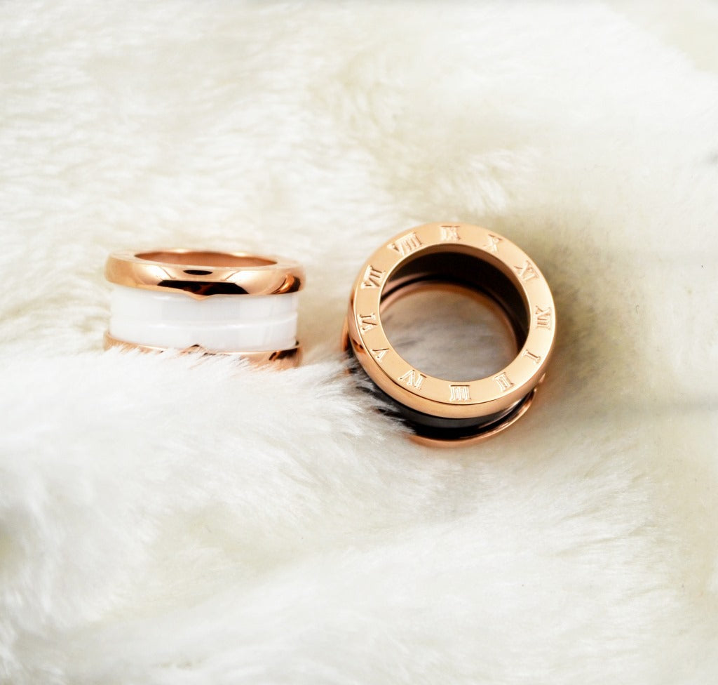 Black White Ceramic Ring