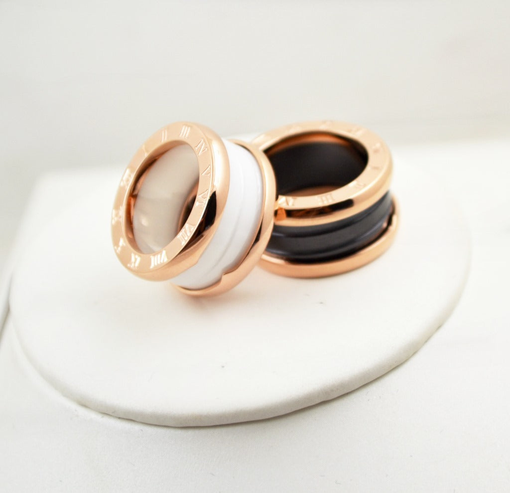 Black White Ceramic Ring