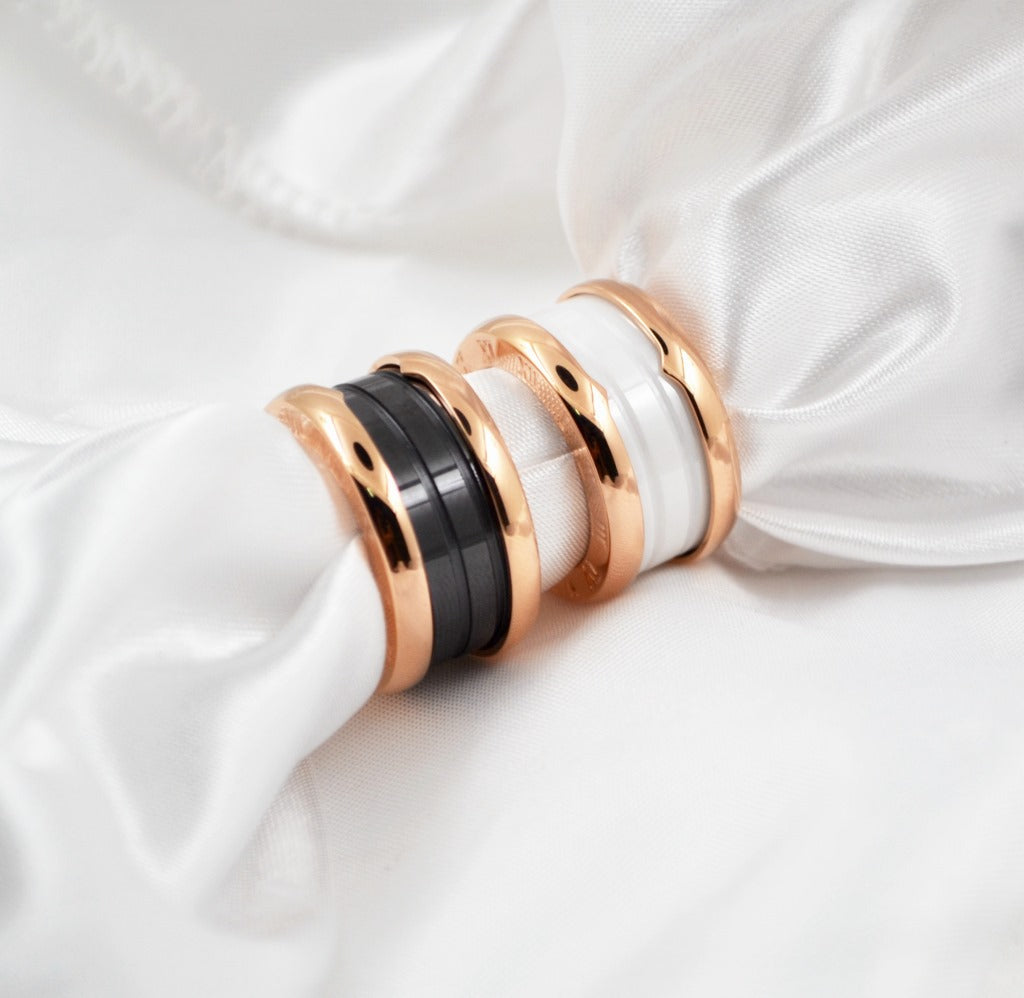Black White Ceramic Ring