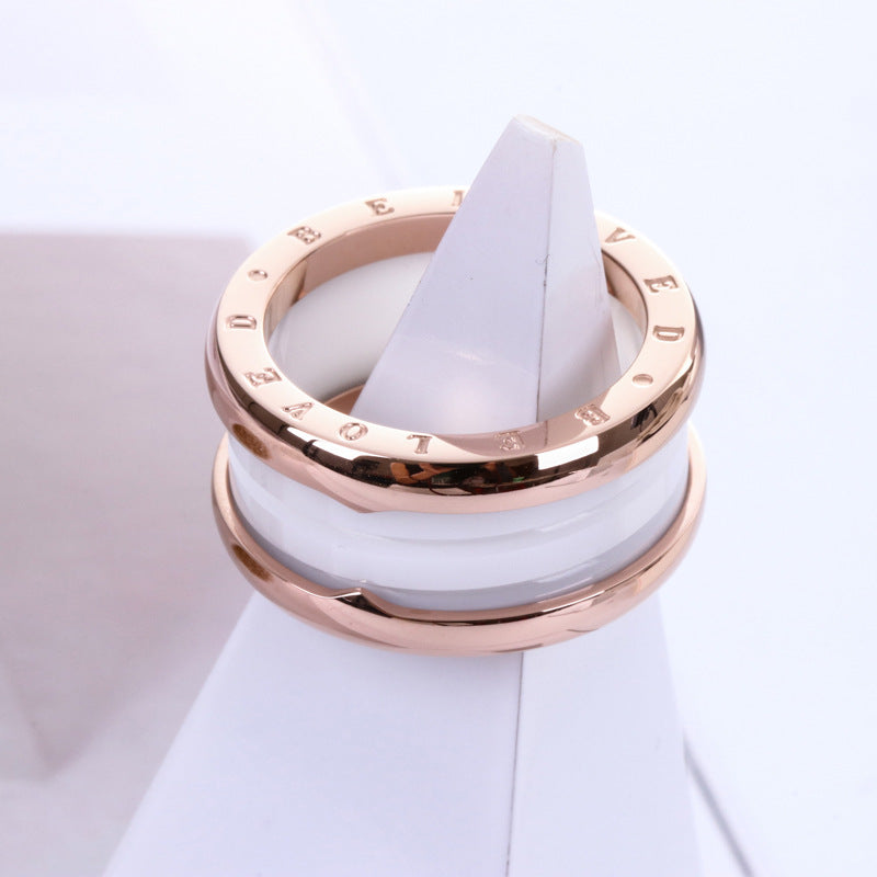 Black White Ceramic Ring