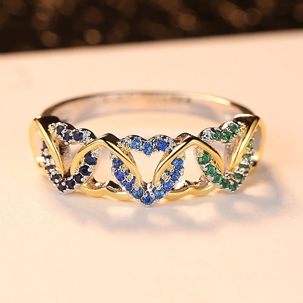 Trendy Two-Color Heart-Shaped Couple Ring (Creative Design)