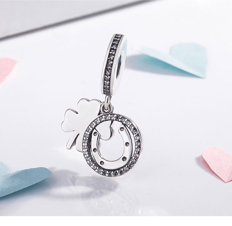 S925 sterling silver with zircon love clover beads