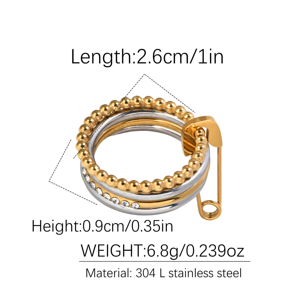Trendy Personality Multi-layer Color Matching Diamond Ring 18K Gold Plating