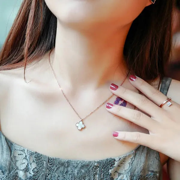 18K Rose Gold Lucky Double-Sided Clover Necklace