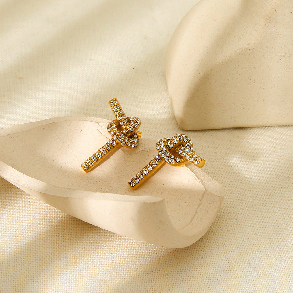 European And American Entry Lux High-grade Refined Rhinestone Ear Studs