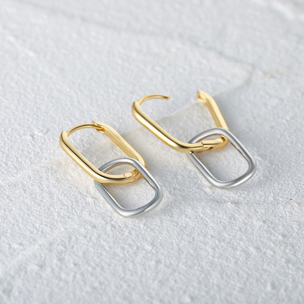 S925 Sterling Silver Color Matching Round U-shaped Earrings