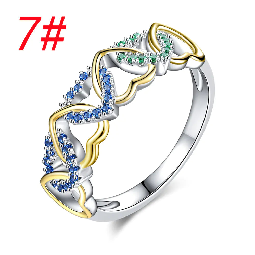 Trendy Two-Color Heart-Shaped Couple Ring (Creative Design)