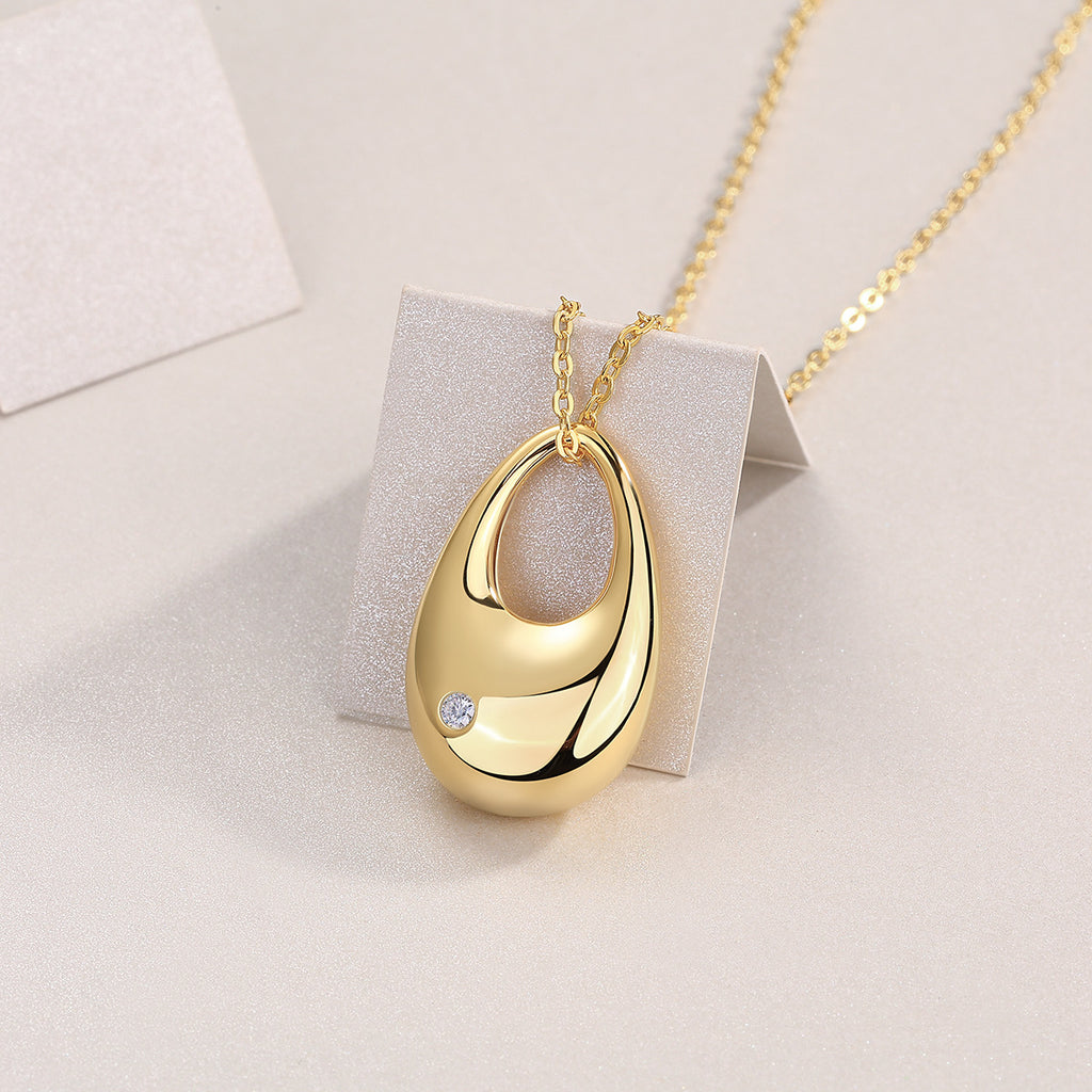 S925 Sterling Silver Fashion Moissanite Gold Simple Necklace