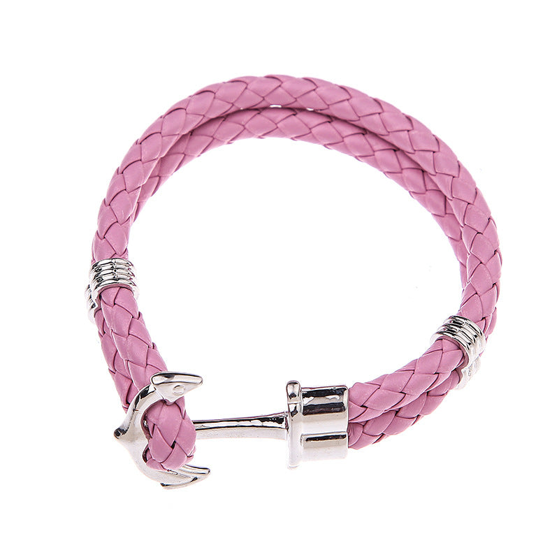 Men's Anchor Leather Rope Bracelet Couple Bracelet