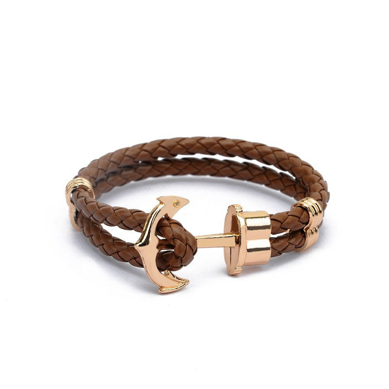 Men's Anchor Leather Rope Bracelet Couple Bracelet