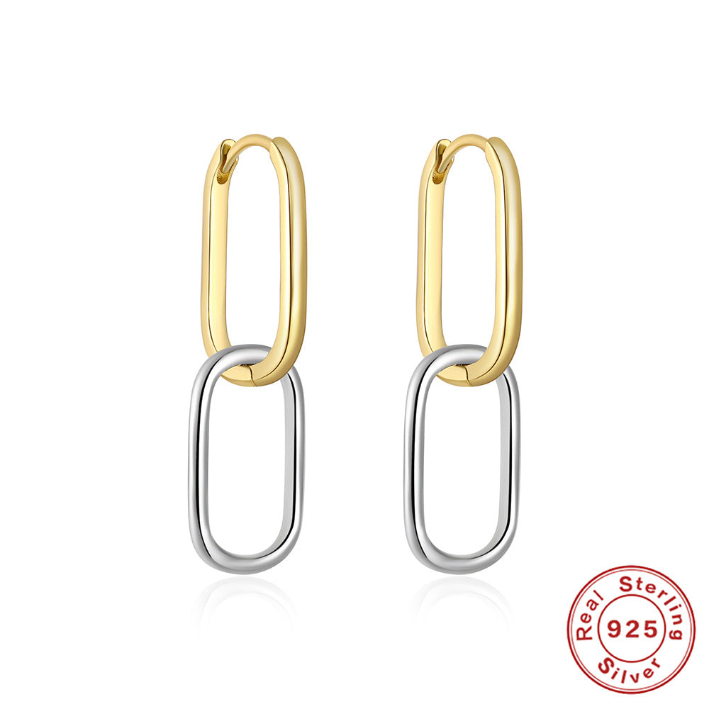 S925 Sterling Silver Color Matching Round U-shaped Earrings