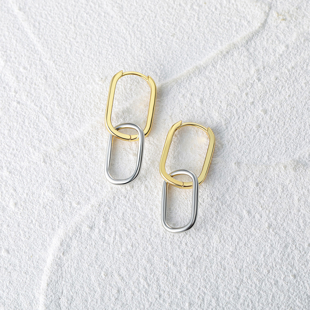 S925 Sterling Silver Color Matching Round U-shaped Earrings