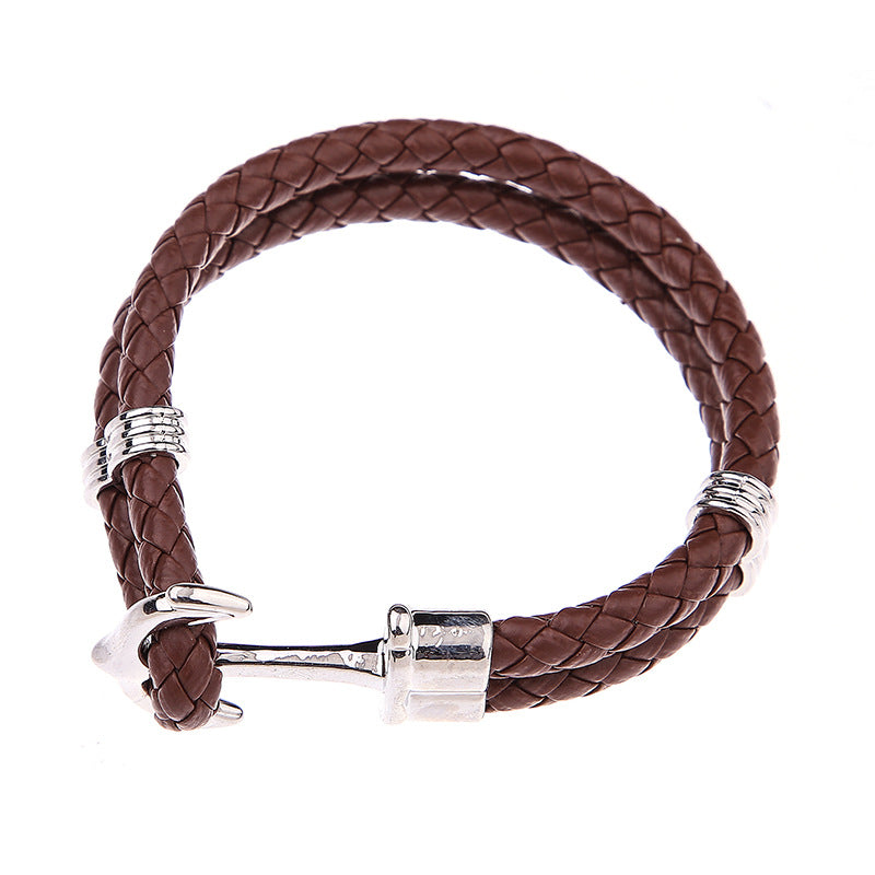Men's Anchor Leather Rope Bracelet Couple Bracelet