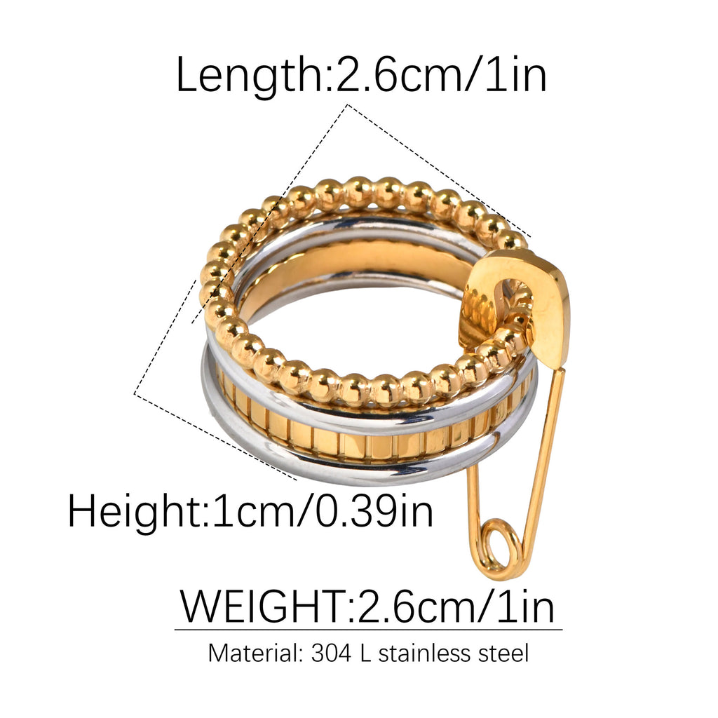 Trendy Personality Multi-layer Color Matching Diamond Ring 18K Gold Plating