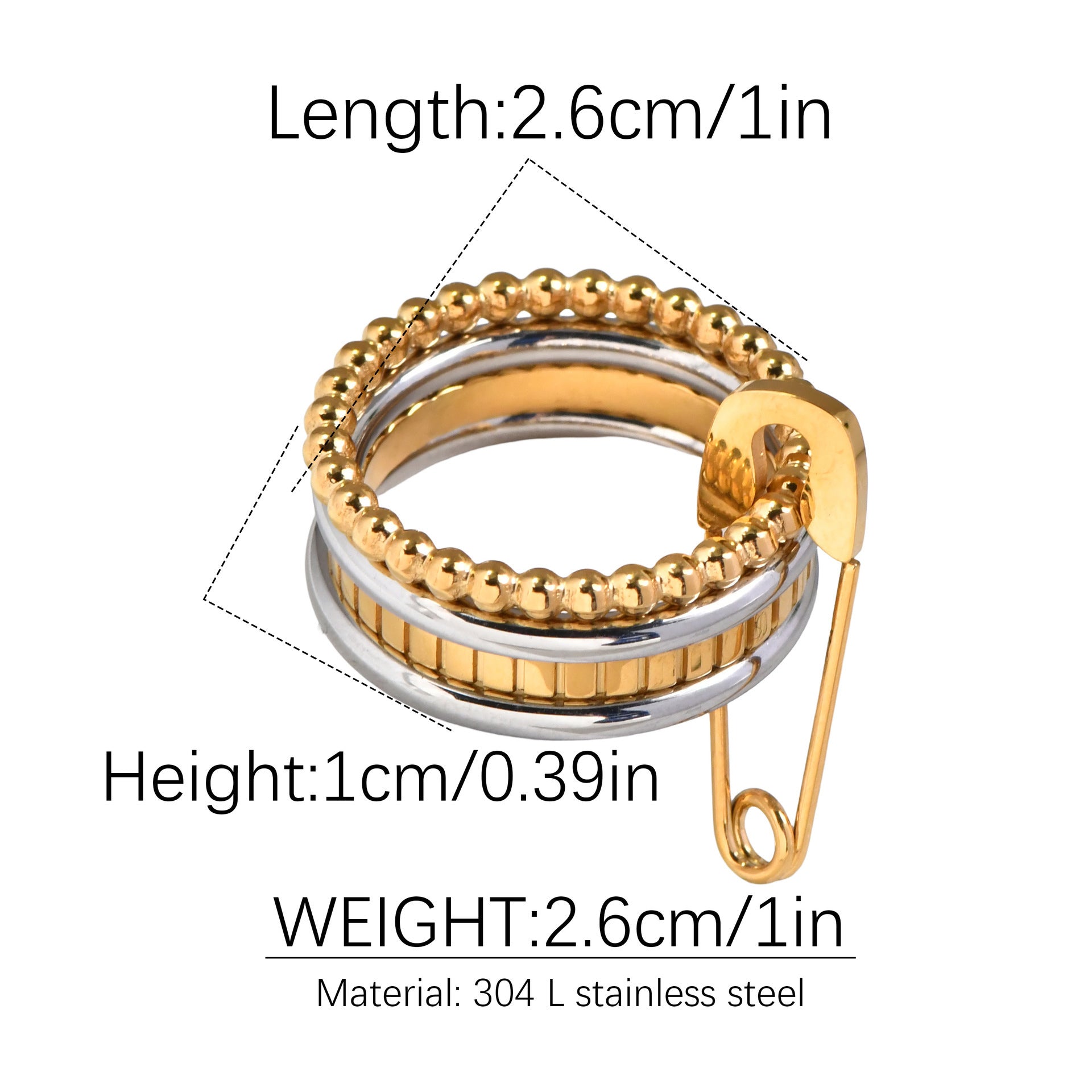 Trendy Personality Multi-layer Color Matching Diamond Ring 18K Gold Plating
