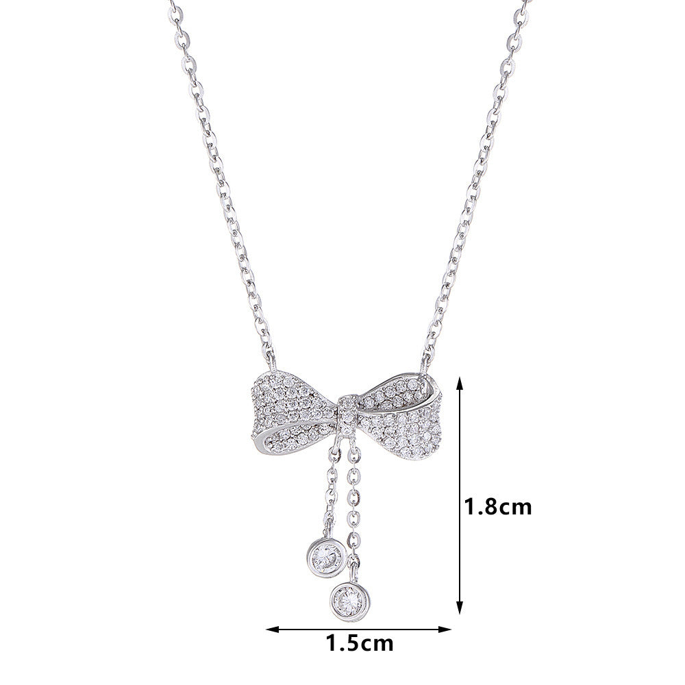 S925 Sterling Silver Bow Light Luxury Clavicle Chain
