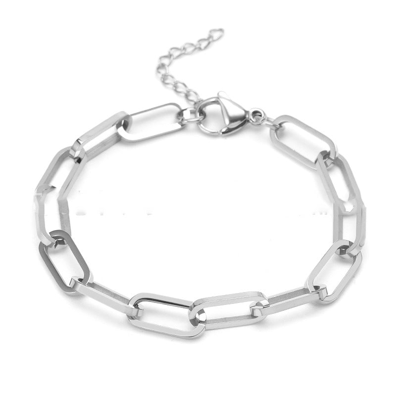 Square Lattice Paperclip Titanium Steel Bracelet