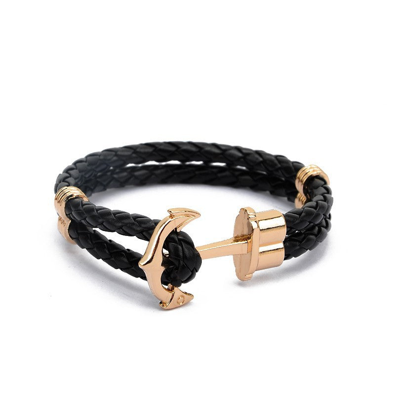 Men's Anchor Leather Rope Bracelet Couple Bracelet