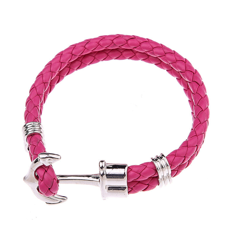 Men's Anchor Leather Rope Bracelet Couple Bracelet