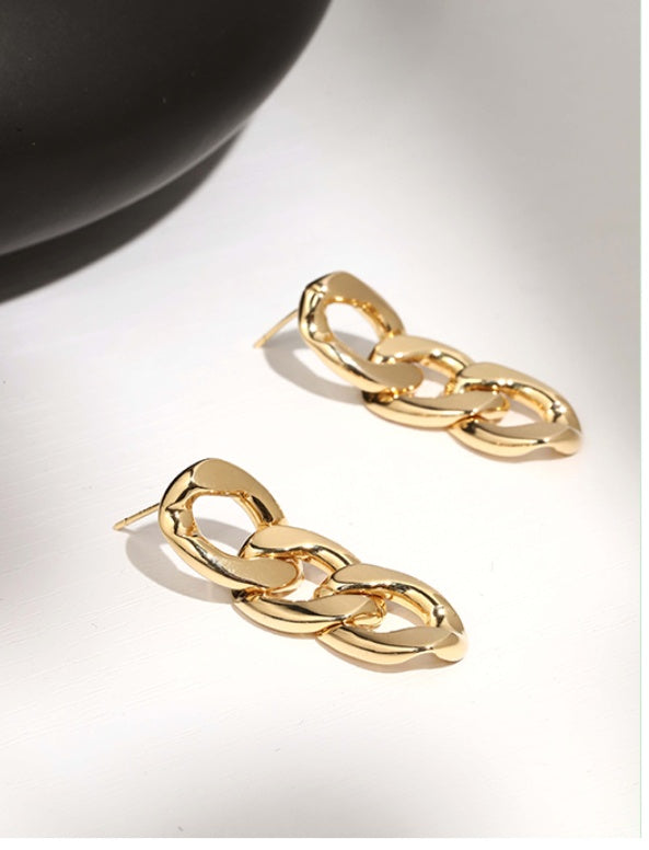 Metal Chain Earrings Circle Female Cold Wind Simple