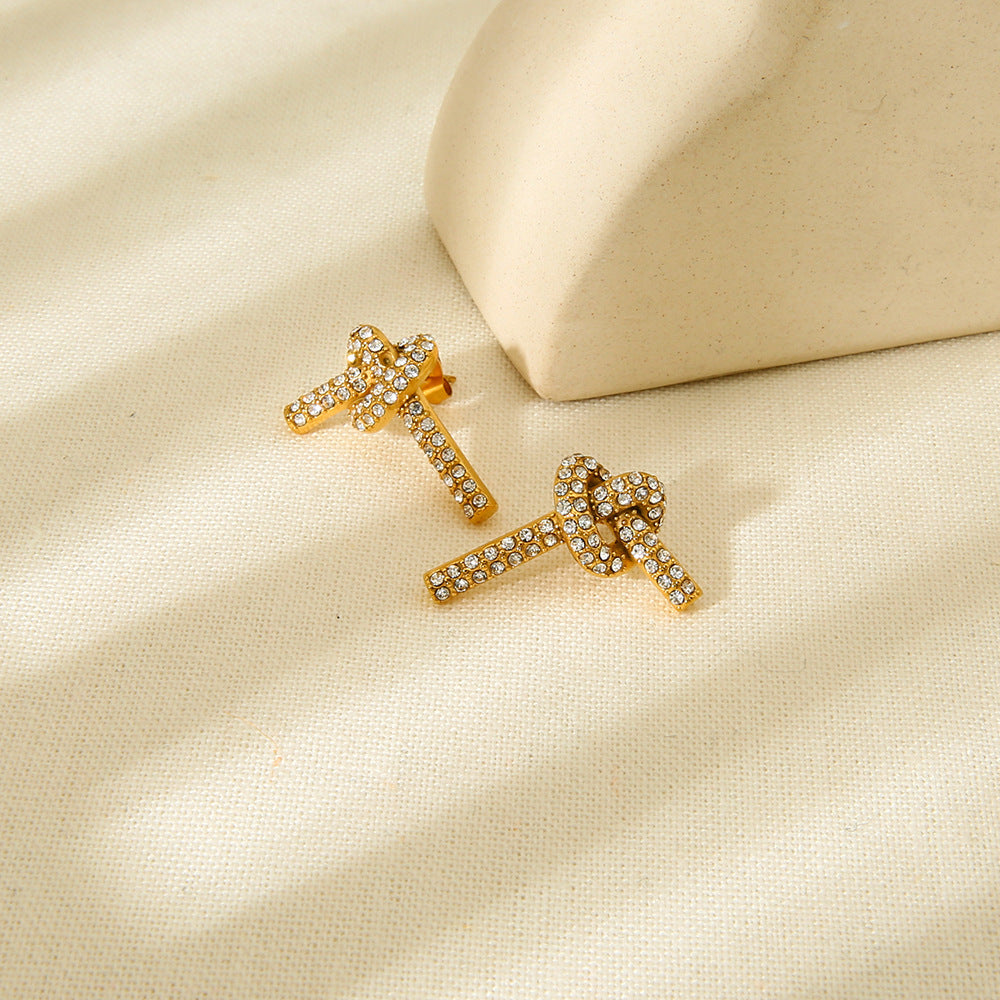 European And American Entry Lux High-grade Refined Rhinestone Ear Studs