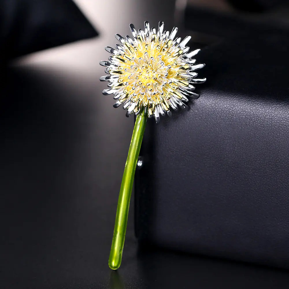 Korean Mini Dandelion Brooch - Gold Plated Pin Accessory