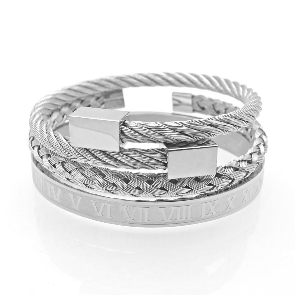 Braided Gold Bangle Bracelet – Titanium Steel