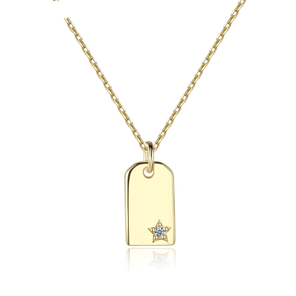 Square Small Hangtag Necklace 925 Sterling Silver Pendant Women's Fashion All-matching