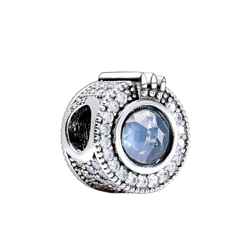 Brilliant pavé beads sparkling blue crown letter O charm