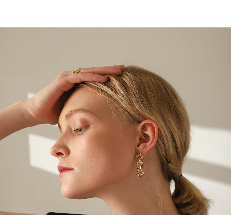 Metal Chain Earrings Circle Female Cold Wind Simple