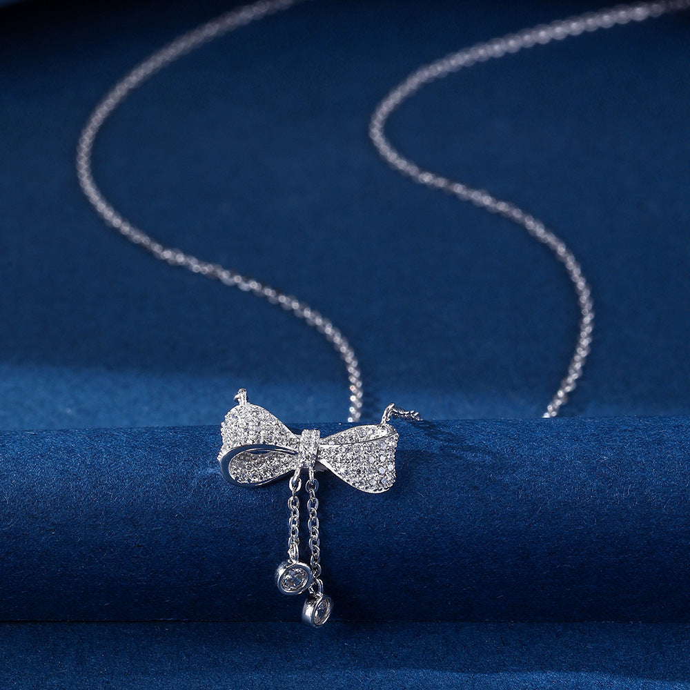 S925 Sterling Silver Bow Light Luxury Clavicle Chain