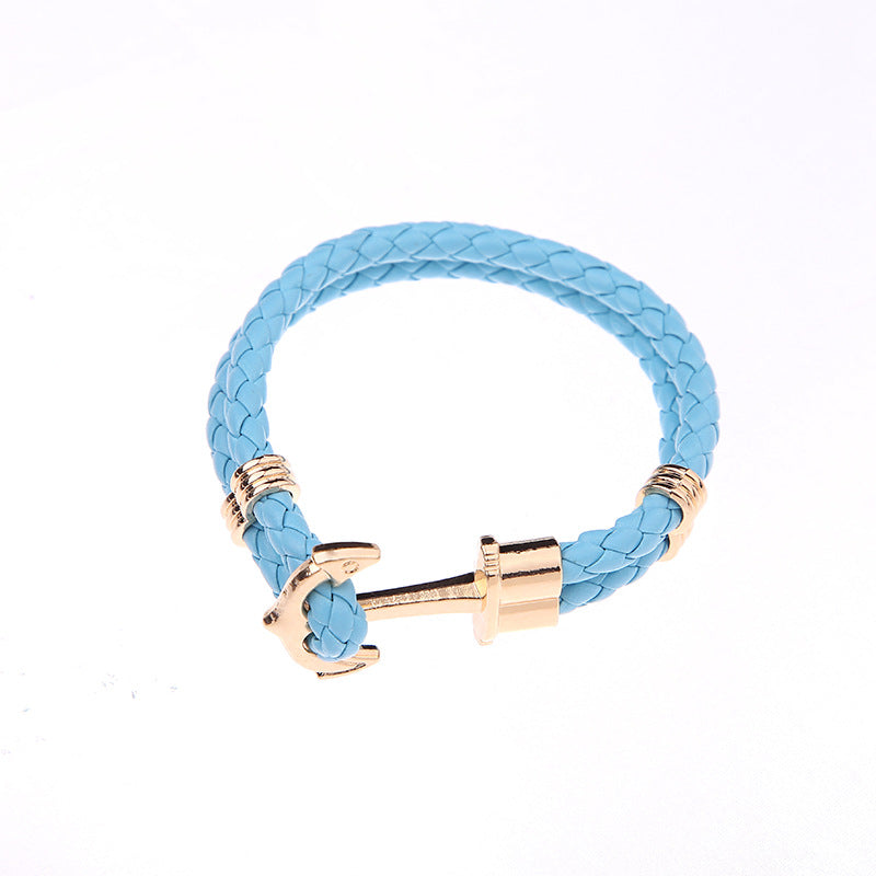 Men's Anchor Leather Rope Bracelet Couple Bracelet
