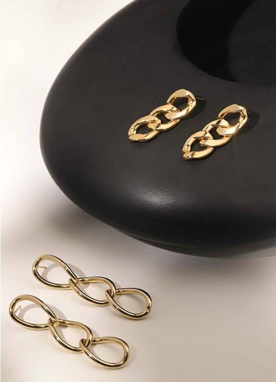 Metal Chain Earrings Circle Female Cold Wind Simple