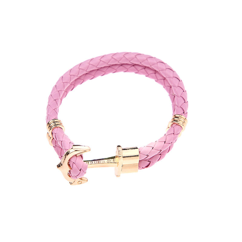 Men's Anchor Leather Rope Bracelet Couple Bracelet