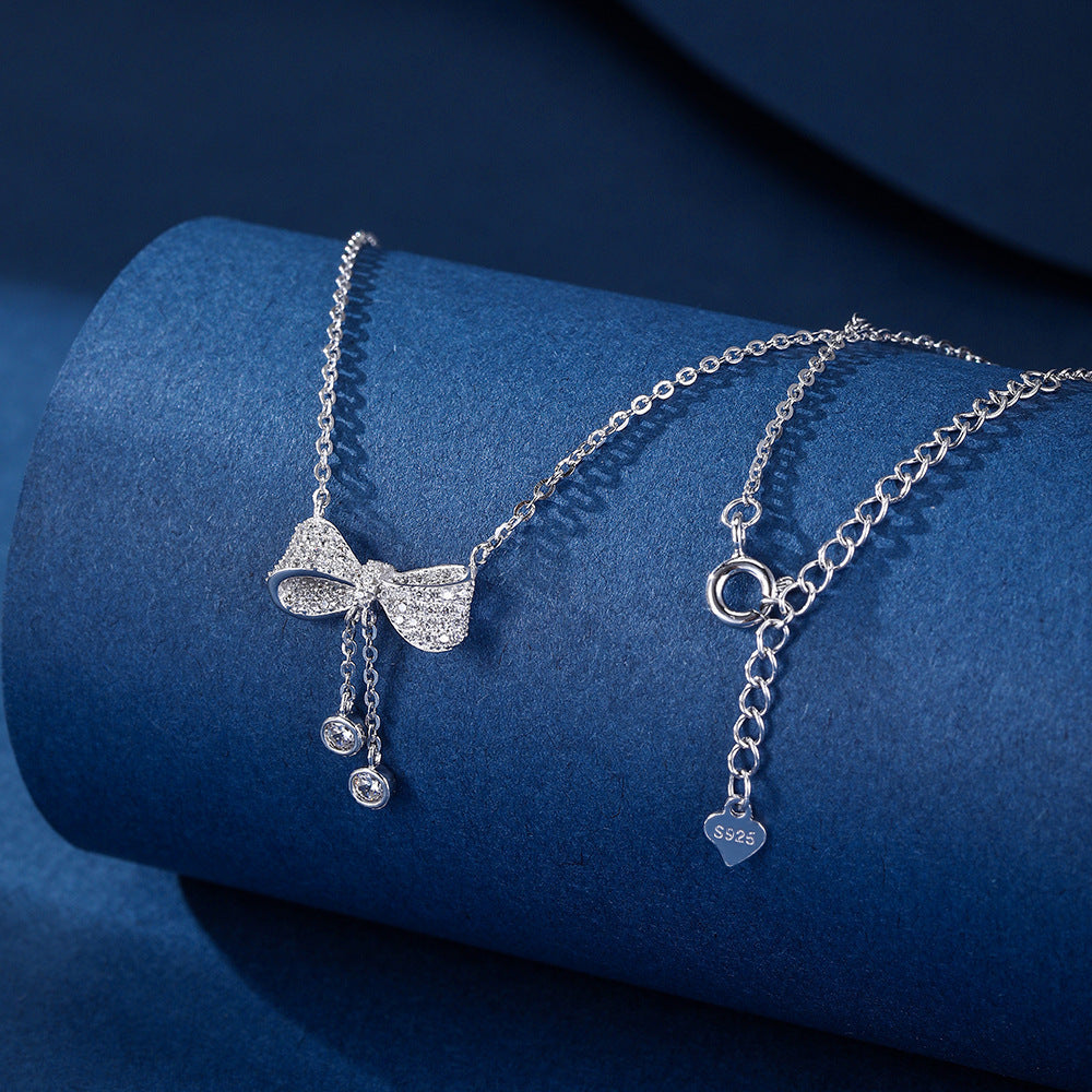 S925 Sterling Silver Bow Light Luxury Clavicle Chain