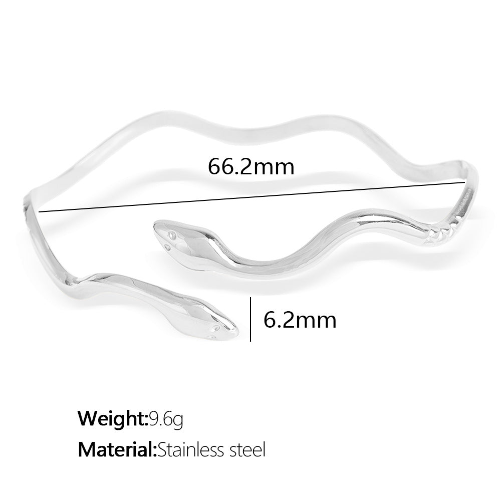 Minimalist Open-end Gold Ripple Line Bracelet