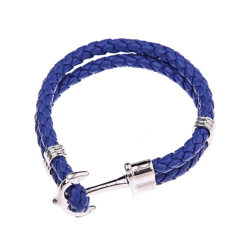 Men's Anchor Leather Rope Bracelet Couple Bracelet