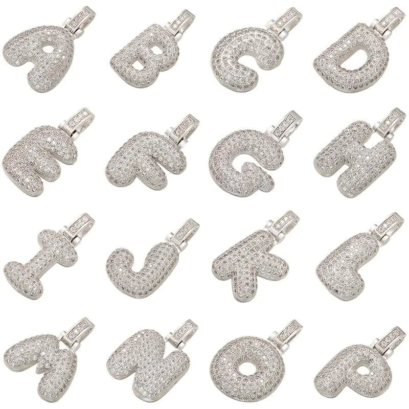 Hip-Hop Copper Zirconia Alphabet Pendant Accessories