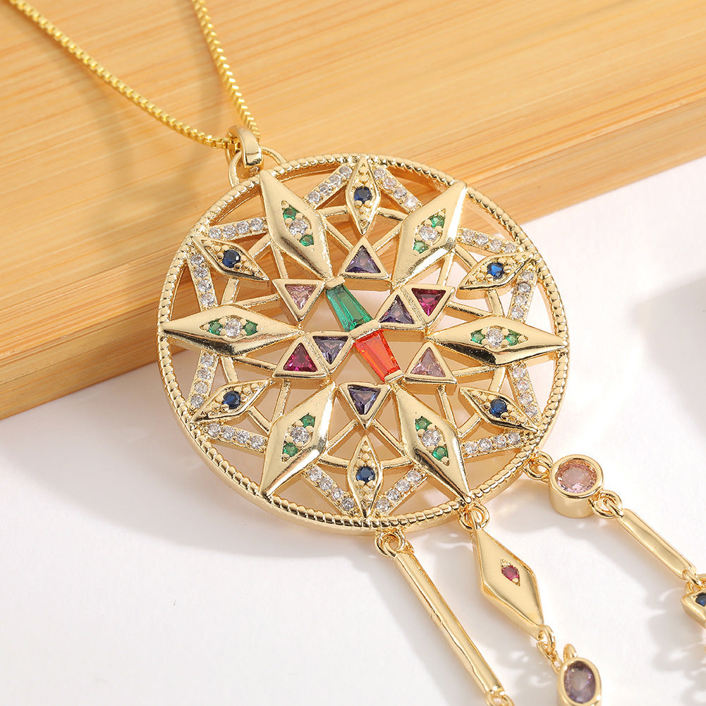 Women's Necklace Round Hollow Star Pendant Net Celebrity