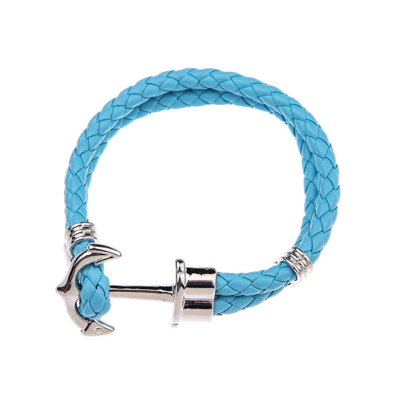 Men's Anchor Leather Rope Bracelet Couple Bracelet