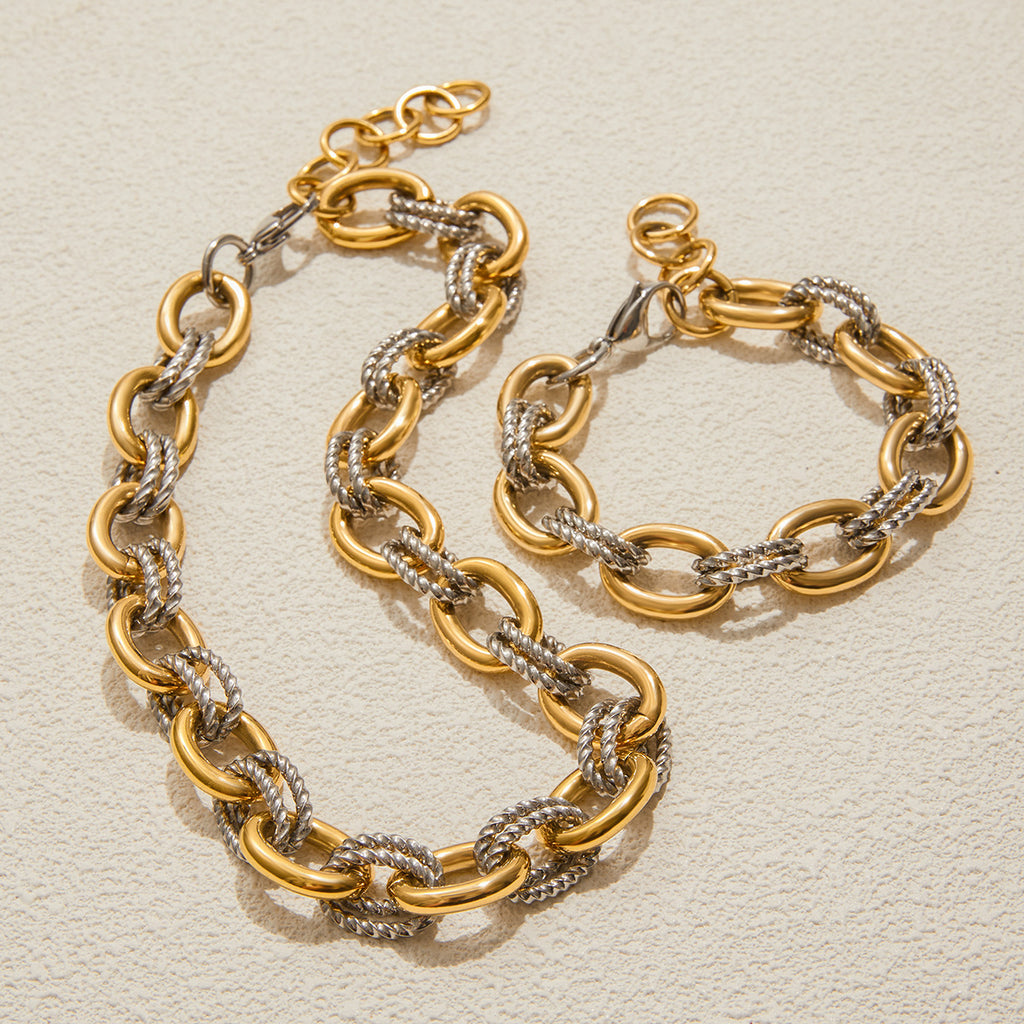 Two-Tone Stainless Steel Bracelet – High-Grade, Color-Matching