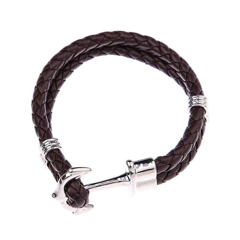 Men's Anchor Leather Rope Bracelet Couple Bracelet